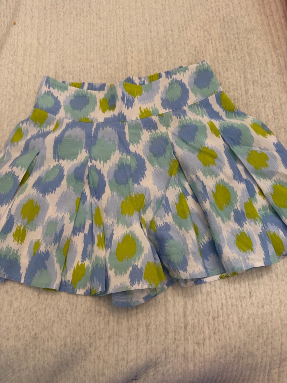 Emily McCarthy precious! Skort with Blue & Green Abstract ikat Print